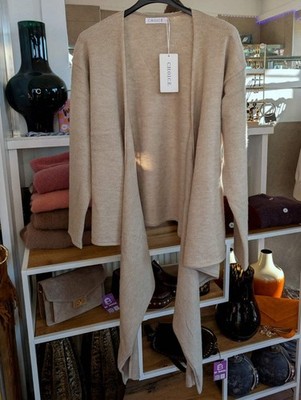 Cardigan Strickjacke Wickel Jacke Viskose Taupe, One Size - von CHOICE C115