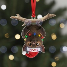 Personalized Bat Christmas Ornament, 2D Flat Bat Ornament, Christmas