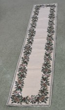 Festive Christmas table runner 70" x 13" tapestry holly berry pine cone holiday