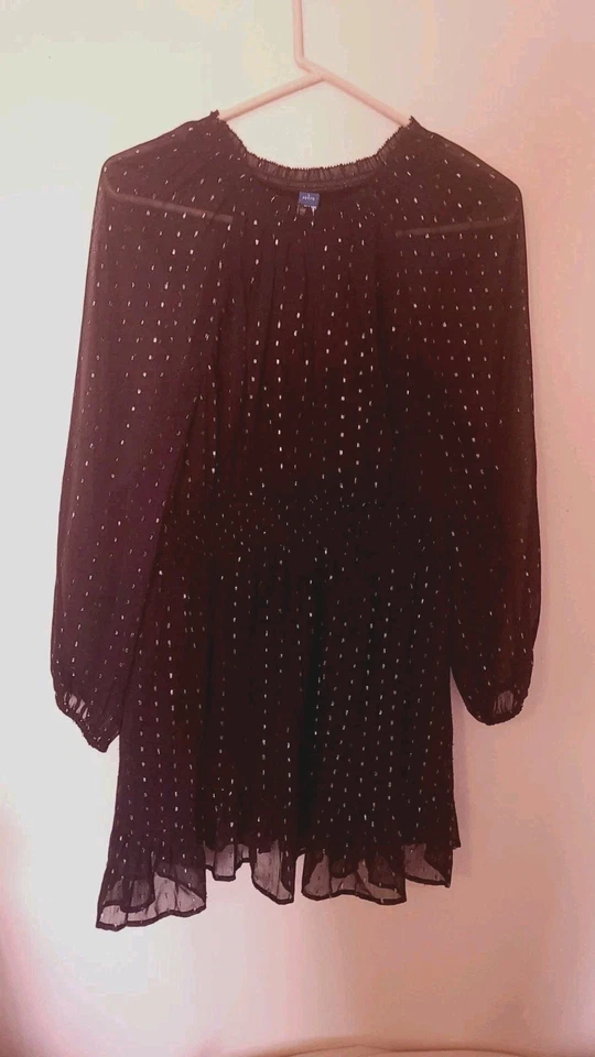 Antiguo Azul Marino Juvenil Talla LP Negro con Hilo Plateado Cuello Elástico Transparente Manga L Gancho Ojo Foto 3 de 4