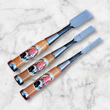 Japan 3er Set SENKICHI Stechbeitel Holz Eichengriff Oire Nomi Yasugi Stahl ...