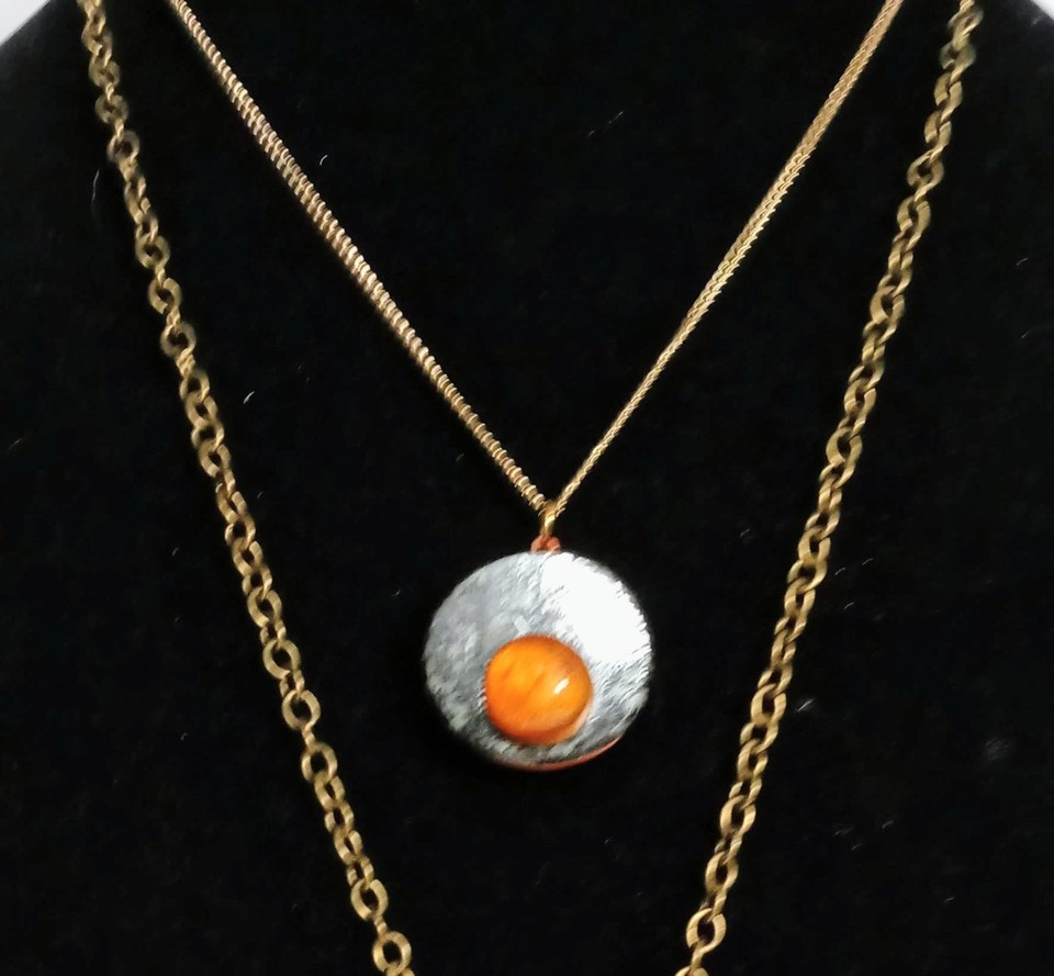 Bohemian Cross Necklace Layered Bronze Orange Colors | eBay