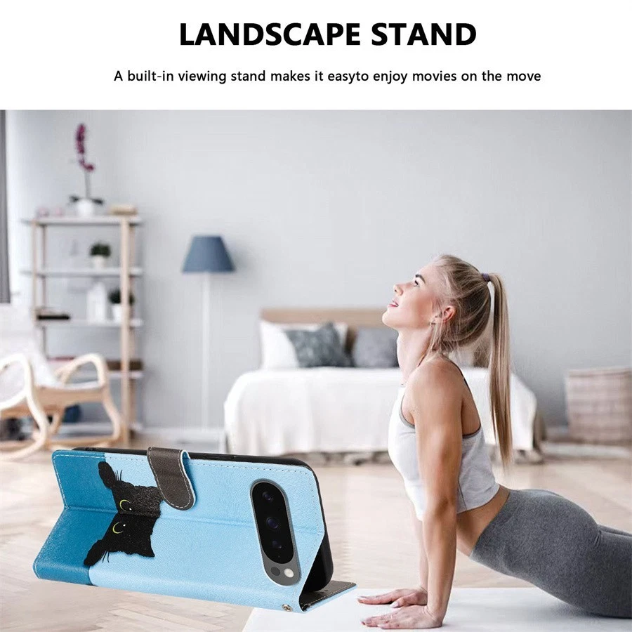 Cat Flower Leather Wallet Phone Case For Google Pixel 10 9 8 7 6 5 7A 4A 6A 8A - Image 4 of 4