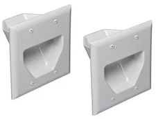 2x 2-Gang Recessed Low Voltage Pass Through Wall HDMI Audio Cables Plate White