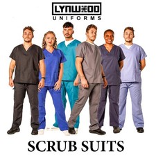 Mens Medical Scrub Uniform TUNIC & TROUSER Set Doctor Hospital Suit All Colors