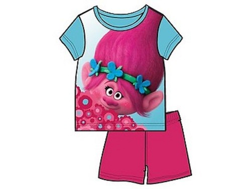 PIJAMA CORTO DOS PIEZAS TROLLS NIÑA CHICA INFANTIL ALGODON VERANO CAMISETA SHORT - Imagen 2 de 2