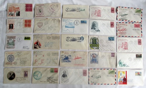 25 stamped and used envelopes with pictures