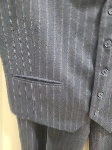 Traje Elevee 3 Piezas a Medida 46L 38x34 Pantalones 100% Lana Hecho para Karlos Dansby - Imagen 15 de 20