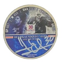 New York Rangers, Hall Of Fame! Henrik Lundqvist Autographed Puck With Case. ￼