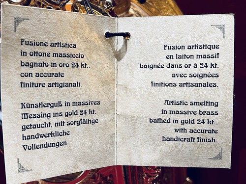 Pendola Da Tavolo Dorata In Oro 24 Kt Movimento Meccanico - Foto 9 di 9