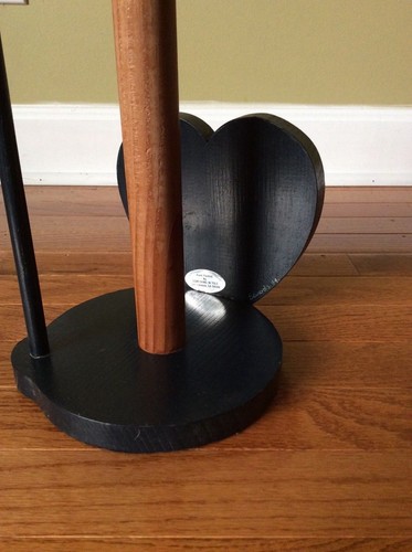Porta asciugamani in legno a forma di cuore vintage anni 90 fatto a mano firmato Edwards - Foto 6 di 11