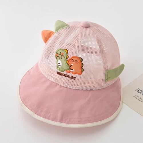 Cappello protezione solare tesa larga bambino anatra cappello dinosauro cartone animato rete sottile cappelli - Foto 27 di 27