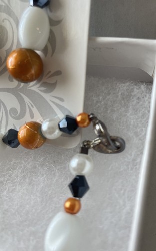 Bracelet And Earring Set Navy & Copper Colors Beautiful Gift Women - Picture 4 of 5