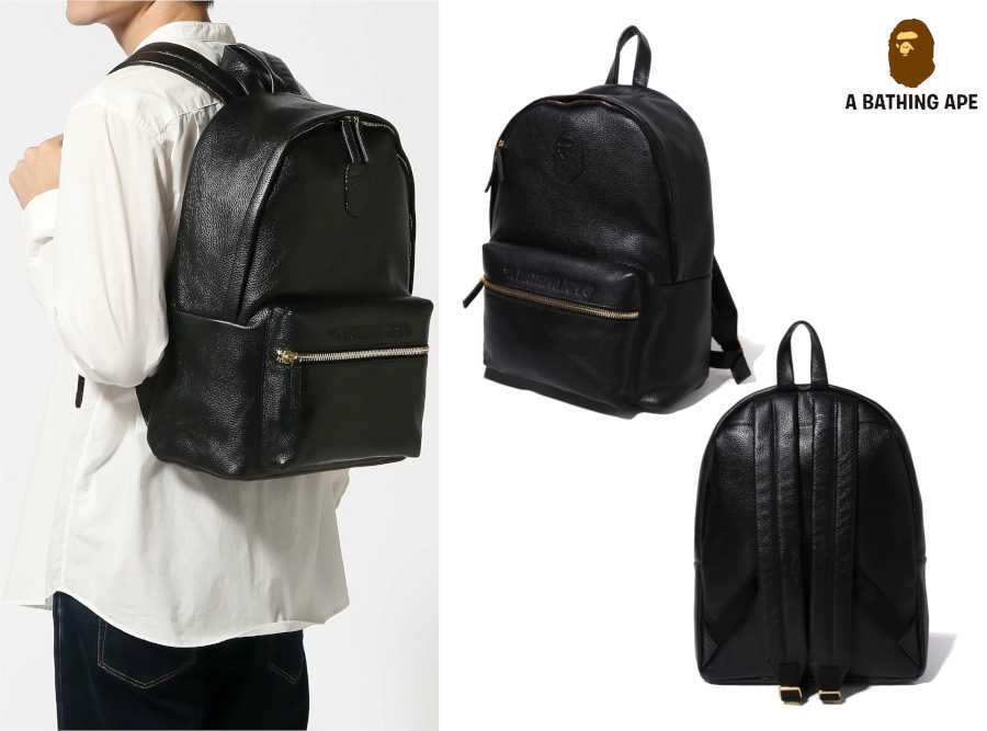 A Bathing Ape Cowhide Backpack Daypack 2024 FW APE HEAD A Bathing Ape Cowhide Backpack Daypack 2024 FW APE HEAD