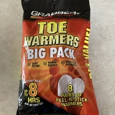 Grabber Toe Warmers 16 Pc 8 Pair Peel & Stick Warmers Instant Heat 8 Hrs NEW