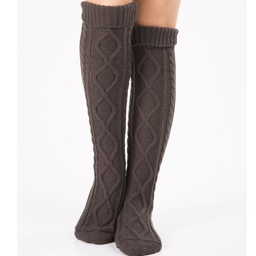 Ladies Winter Warm Leg Sleeves Over the Knee Knitted Rhombus Floor Socks - Picture 10 of 13