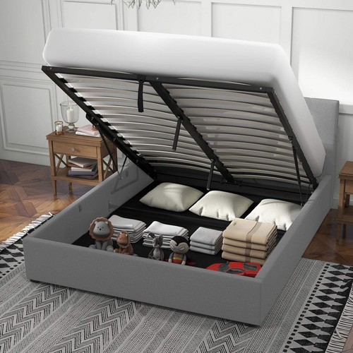 Milano Luxury Gas Lift Bed with Headboard (Model 1) - Grey No.28 - Double - Picture 3 of 8