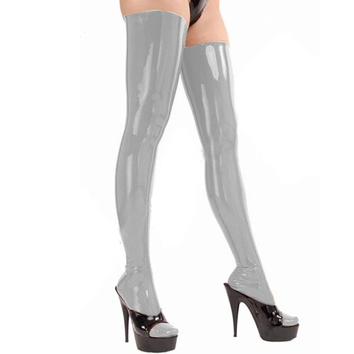Sexy Faux Leather PVC Stockings Latex Thigh High Stockings Costumes Bodystocking - Picture 5 of 36