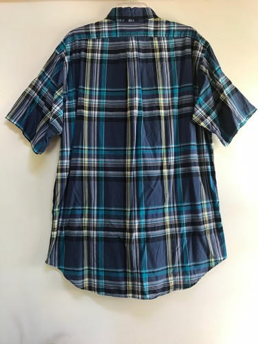 DANIEL CREMIEUX Classic Cotton Short Sleeve Pocket Shirt L Plaid Blue-Green NEW - Picture 8 of 8