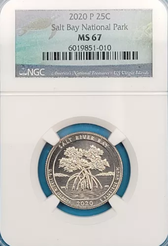 2020-P Salt Bay National Park 25C NGC MS 67 - US Virgin Islands label
