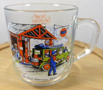 vintage Gulf Oil Collectors Series glass mugs Luminarc oil gas station promo ad