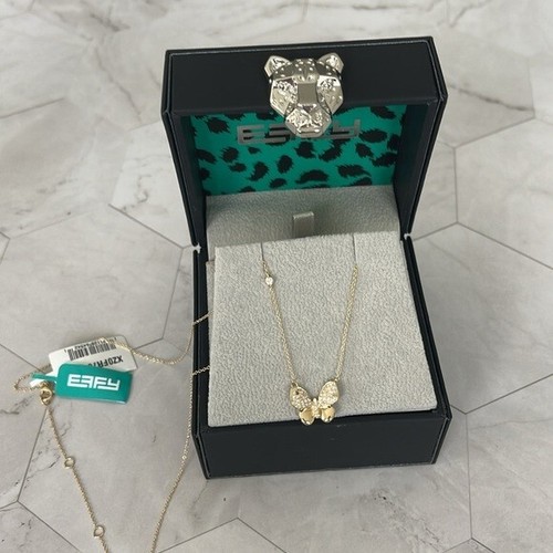 $1,945 New EFFY14K Yellow Gold & 0.22 TCW Diamond Butterfly Pendant Necklace - Foto 13 di 15