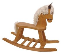 Wooden Rocking Horse Flat Seat Amish Built Solid Oak Wood Kids Toy 