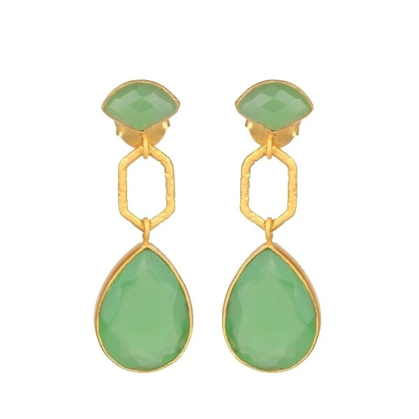 Prehnite Yellow Gold Prehnite Fashion Earrings