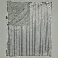 Lila Jack Baby Blanket Gray White Stripe Lovey Fleece Silver Reversible 32x38