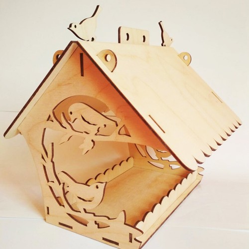 Wild Bird Hanging Feeder, Wooden Native Garden Bird House, Idea Gift Present - Picture 3 of 3
