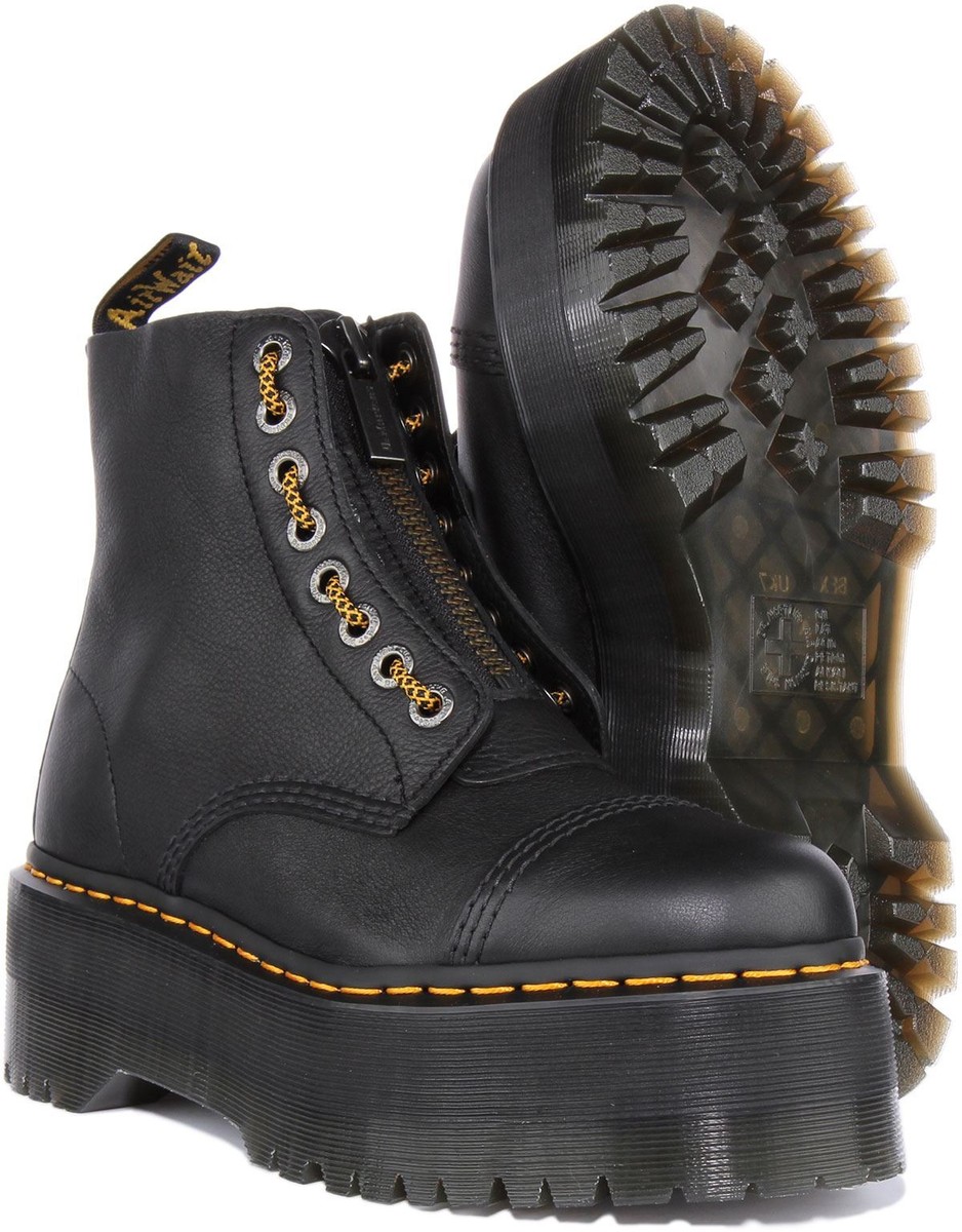 Dr Martens Sinclair Max Womens Front Zip Platform Boots In Black