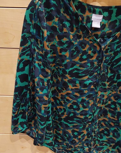 Blusa para mujer Chico verde estampado animal cuello en V talla 0/ EE. UU. 4/6 - Imagen 17 de 24
