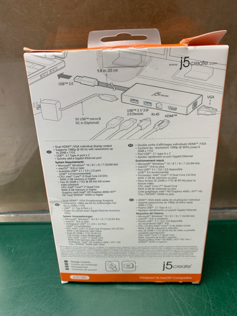 j5create JUD380 USB 3.0 Mini Dock Station for sale online eBay