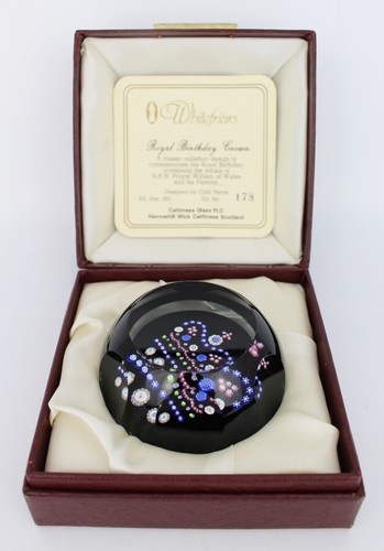 Whitefriars Caithness Royal Birthday Crown Briefbeschwerer limitierte Auflage 178/250 verpackt