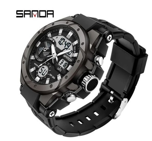 SANDA LED Digital & Analogue Sports Watch Stainless Steel Back Various Colours - Picture 33 of 36