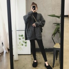Womens Sweater Cardigan Coat Kintted Thick Tops Jacket with Pockets Autumn