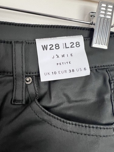 TopShop MOTO Jamie Jeans Women’s Black Coated 28x28 Petite - Picture 3 of 8