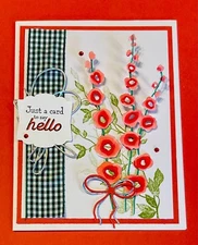 4 “Just a card to say Hello” Hollyhock Poppies Color Card Kit Stampin up! Leaves