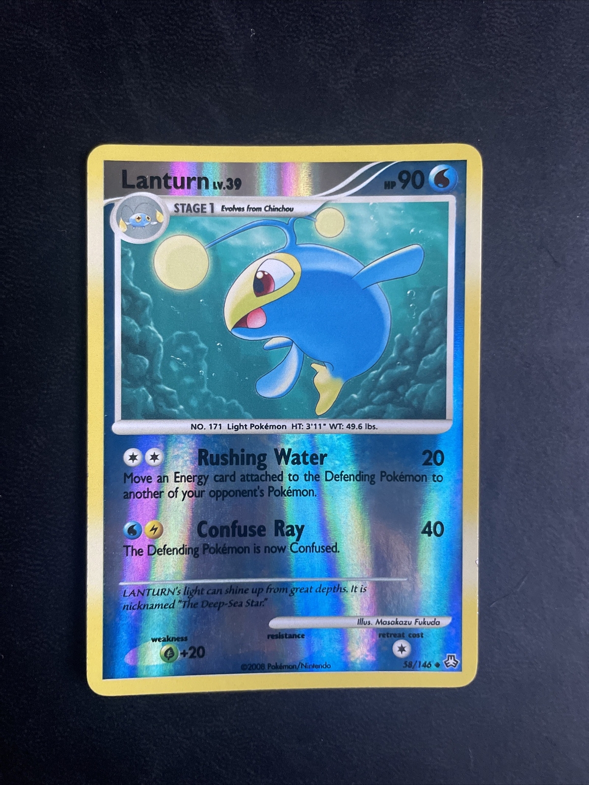 Pokémon Card- Lanturn 58/146 (Legends Awakened, 2008) Reverse Holo, NM/LP