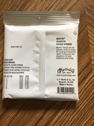 Martin & Co. Acoustic Guitar Strings 80/20 Bronze M140 Light .012-.054 - Picture 2 of 2