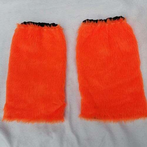 LED Light up Leg Warmers Orange Faux Fur Winter Warm Furry Fluffy Boot Covers - Picture 2 of 6