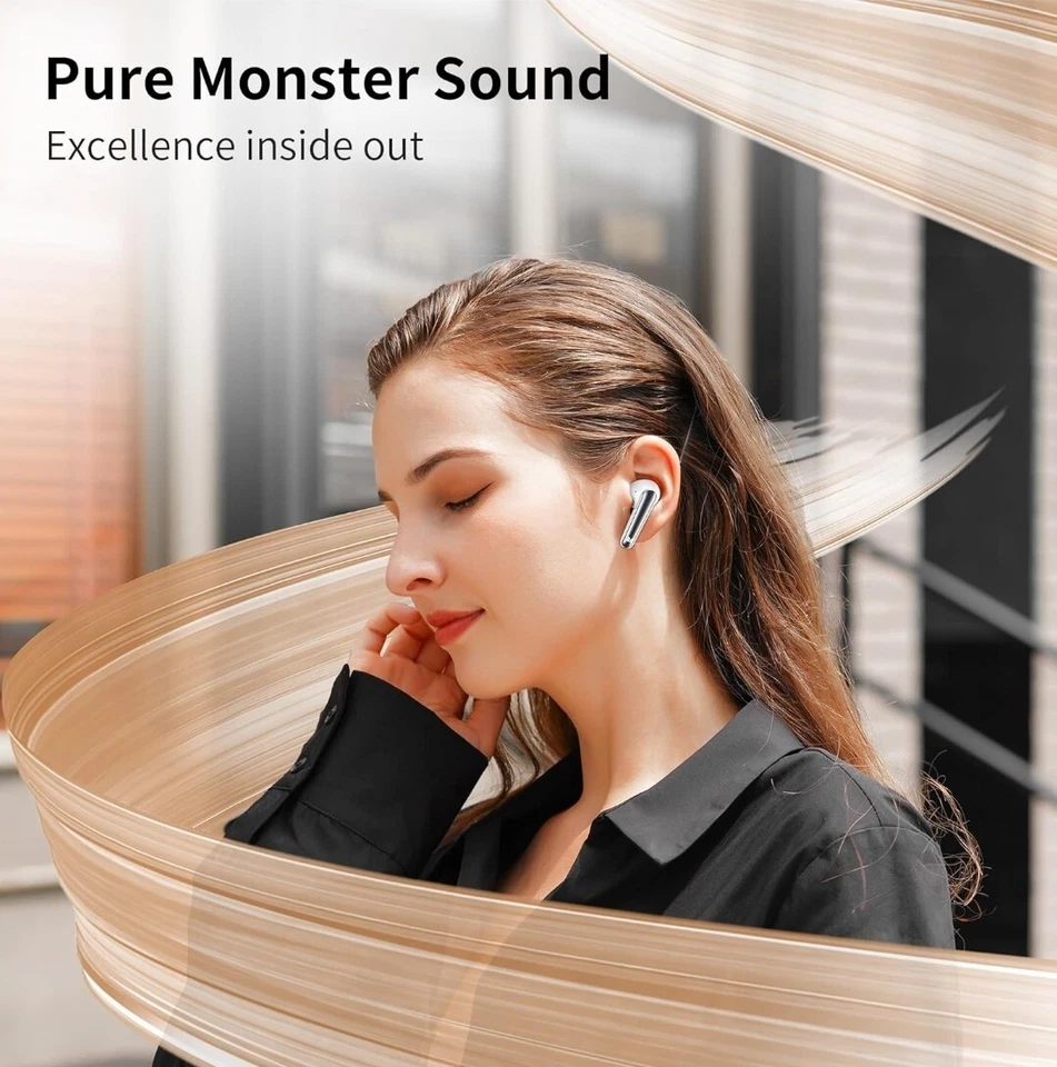 Auriculares Inalámbricos Bluetooth Monster Airlink, Impermeables, Plateados, HD Clear Call Foto 3 de 4