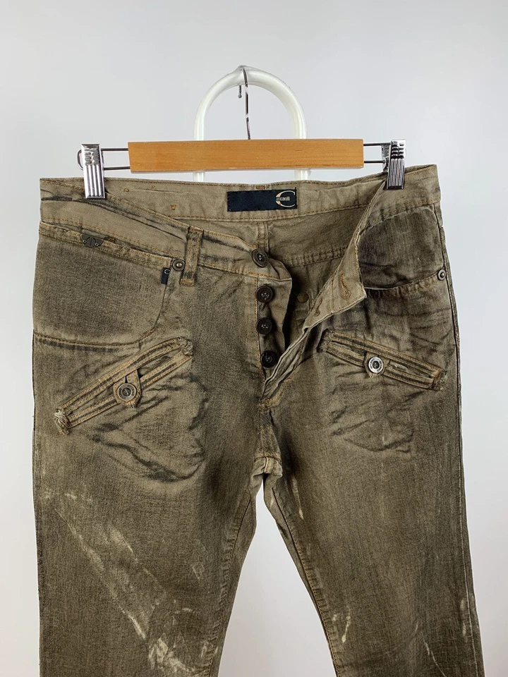 Men's Vintage Just Cavalli Dirty Brown Print Cargo Pants Size 31 - Image 4 of 4