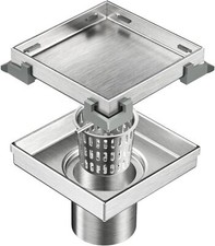SIGNATURE HARDWARE Square Shower Drain brushed stainless steel