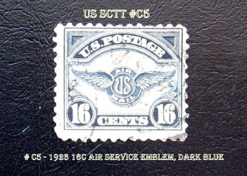 US Back Of Book Stamp Great Airmail # C5 - 1923 16c Air Service Emblem dark blue