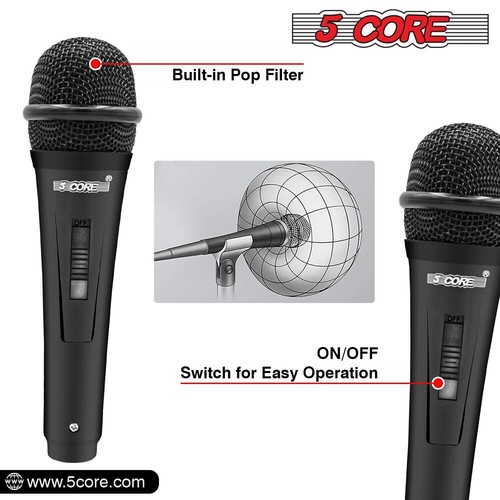 5Core XLR Microphone Dynamic Mic Karaoke Singing Studio Mics Handheld Microfono - Picture 3 of 10