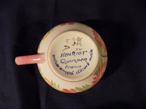 HENRIOT QUIMPER FRANCE CAMAIEU PINK FAIENCE POTTERY PLACE SETTING - EXCELLENT - Picture 13 of 13