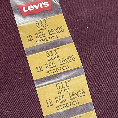 Levis Boys 511 Slim Stretch Jean Size 12 Reg 26x26 Maroon Adjustable Waistband - Picture 7 of 9