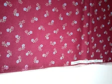 Peter Pan Fabrics Maroon Background with Blue/White Flowers 1 Yard x 44"