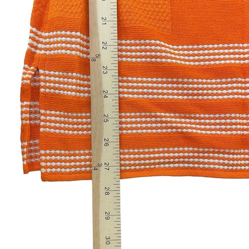 St John Knit Tunic Sweater Sz Small Orange White 3/4 Sleeves Boatneck Rayon Wool - Picture 5 of 6